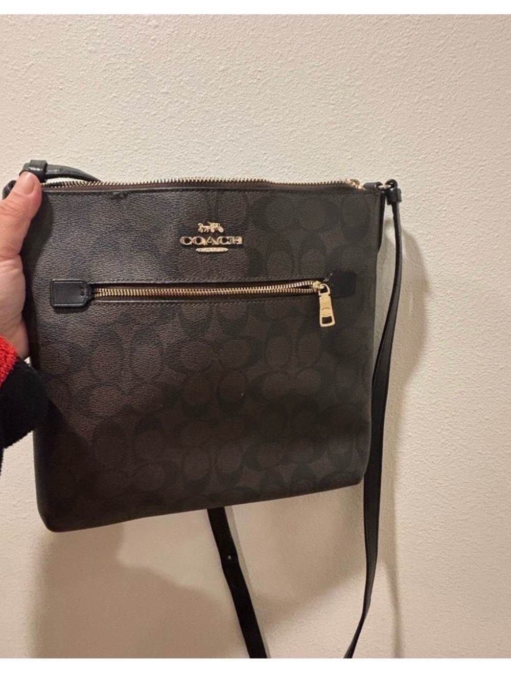 Coach Signature Brown and Black Crossbody Bag - Picture 3 of 10